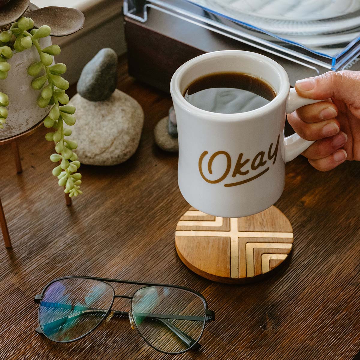 Okay Decent Human Brand Script Diner Mug